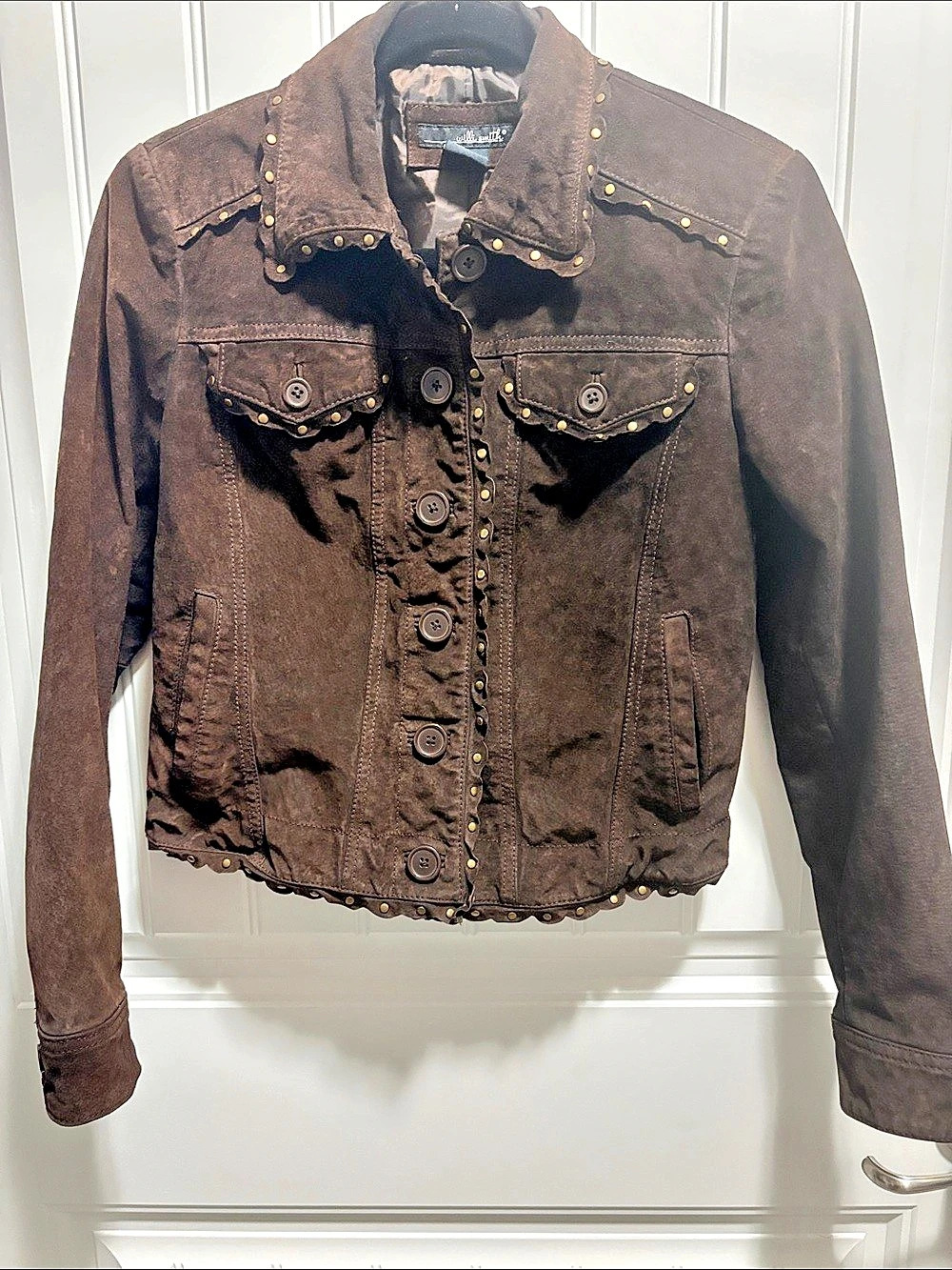 Willie Smith Brown Suede Leather Studded Western Jacket S